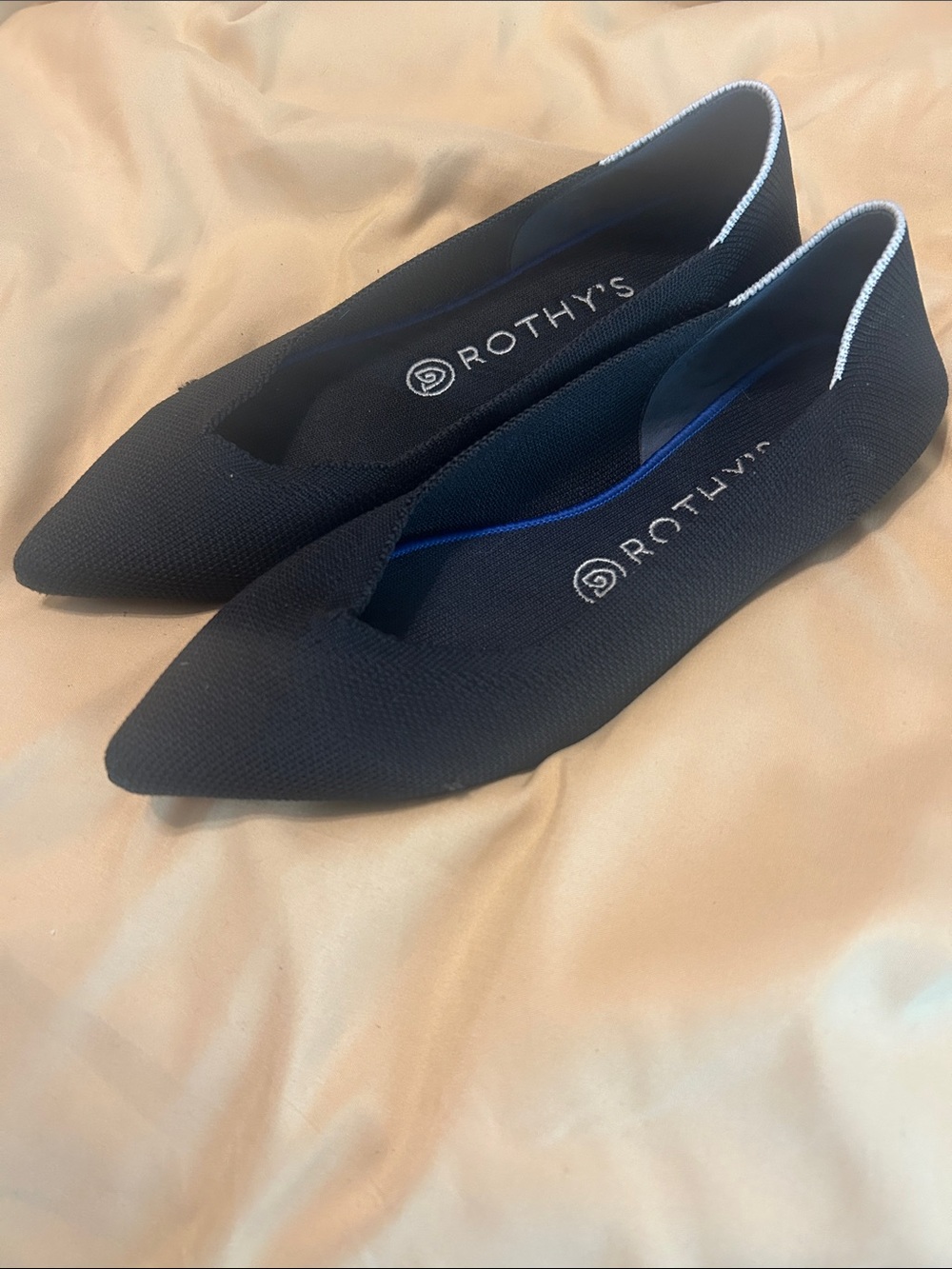 Rothy's Black Pointed Knit Ballet Flats
